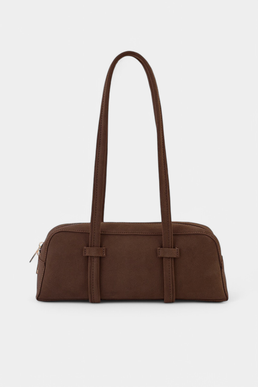 Шоколадная замшевая сумка-багет BLAZH.